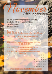 &Ouml;ffnungszeiten November